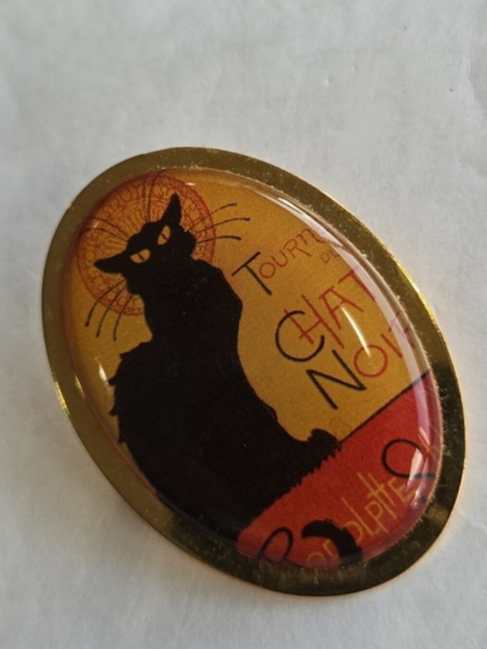 80's Le Chat Noir Cat Lapel Pin Parisian Cabaret Poster Pinback Collectable VTG
